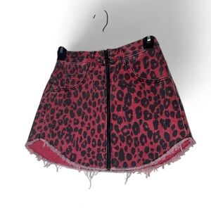Carmar Red Leopard Print Mini Skirt